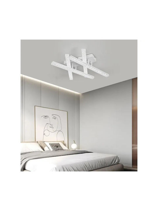 Luminastar Plafonieră de Tavan Albă cu LED Integrat și Cristale și Telecomandă