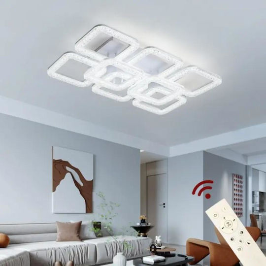 Luminastar Πλαφονιέρα Οροφής Λευκή με Ενσωματωμένο LED και Κρύσταλλα και Τηλεχειριστήριο