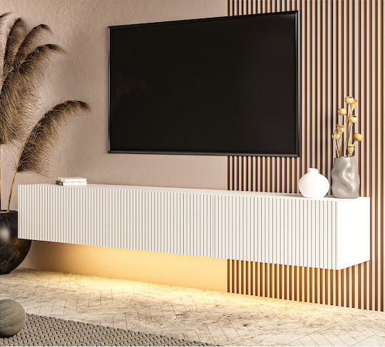 Έπιπλο Τηλεόρασης με Φωτισμό LED Λευκό Μ180xΠ31xΥ28cm