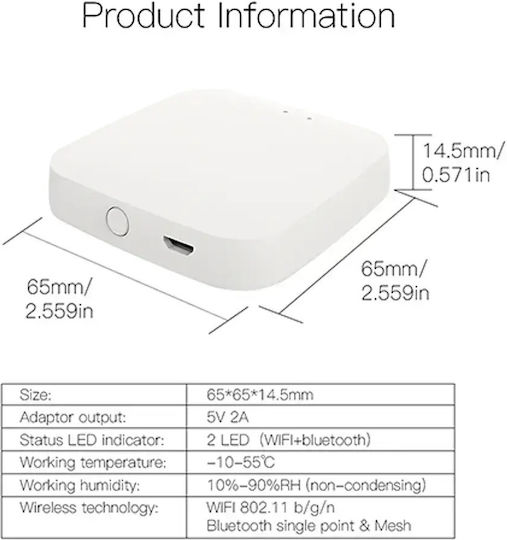 MOES BHUB-W Hub Inteligent Wi-Fi / Bluetooth Compatibil cu Google Home & Alexa