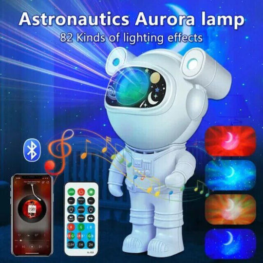 LED Drehendes Kinder Tischlicht Projektor mit Sternenprojektion Weiß 23cm