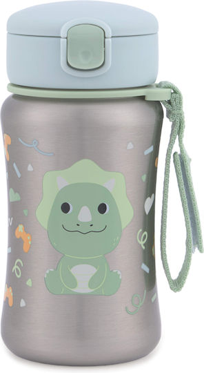 Skip Hop Stainless Steel Kids Water Bottle Dinosaurs with Straw Green 350ml