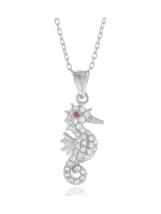 Jools Silber Halskette mit Zirkon Rosa