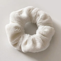Lint Scrunchie Hair In Minky Fluffy Delicate White