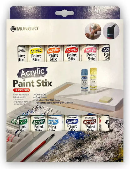 Mungyo Acrylic Stick Paints 12 Colors