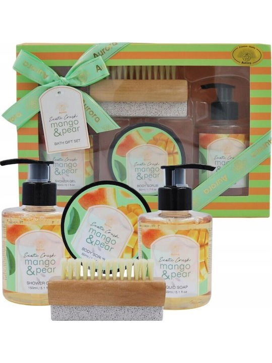 Aurora Natural Set Îngrijire Mango & Pear Pentru Curățare Corp 4 Bucăți