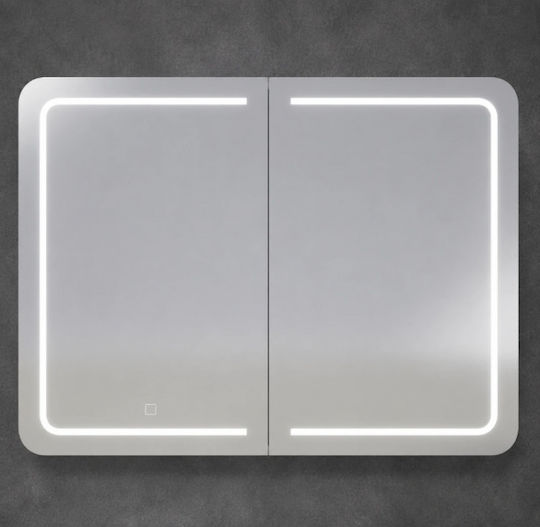 Tema 016-TEM-0159 Καθρέπτης Led Αφής από MDF 60x80cm Λευκός