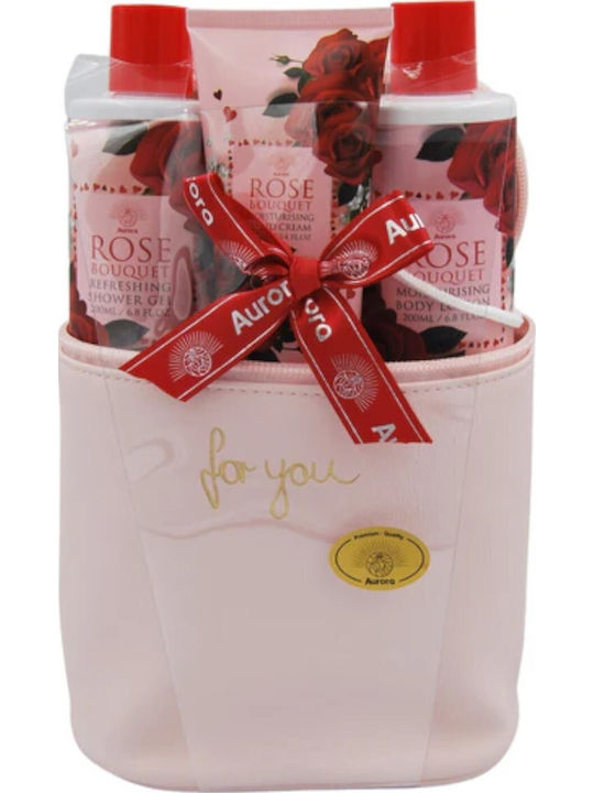 Aurora Natural Rosa Skin Care Set for Body Cleaning & Moisturizing 4pcs