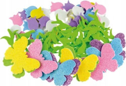 Brewis Aufkleber Schaum Blumen Glitzer 92 Stück