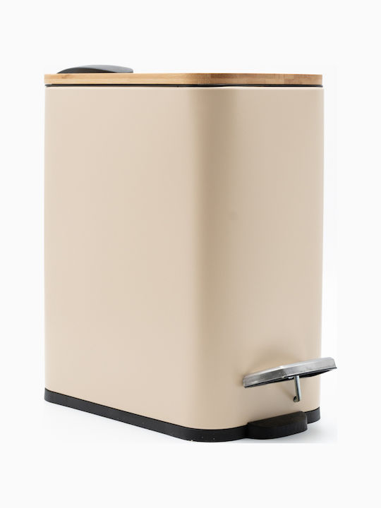 TnS Bamboo Slim Bamboo Bathroom Bin Soft Close ...