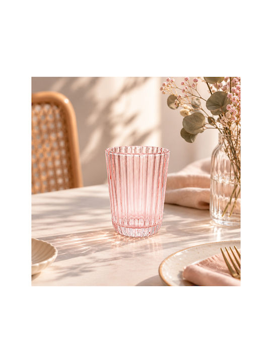 SP Souliotis Blossom Set Brillen Wasser aus Glas in Rosa Farbe 260ml 4 Stück