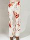 Women's High Rise Satin Flared Trousers with Rubber Band in Regular Fit Floral Multicolour