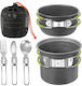 Set De Gătit Camping Zola 2 Oale 0,8/0,4 L Tacâmuri Pliabile Compacte Incluse Husă De Transport Gri