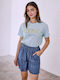 Celestino Women's Cotton Denim Look Dark Blue Shorts