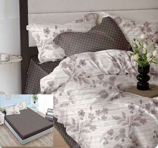 Set Huse Pentru Pilote 200x230cm Dublu Cu 4 Fețe De Pernă Și 1 Cearceaf Gri