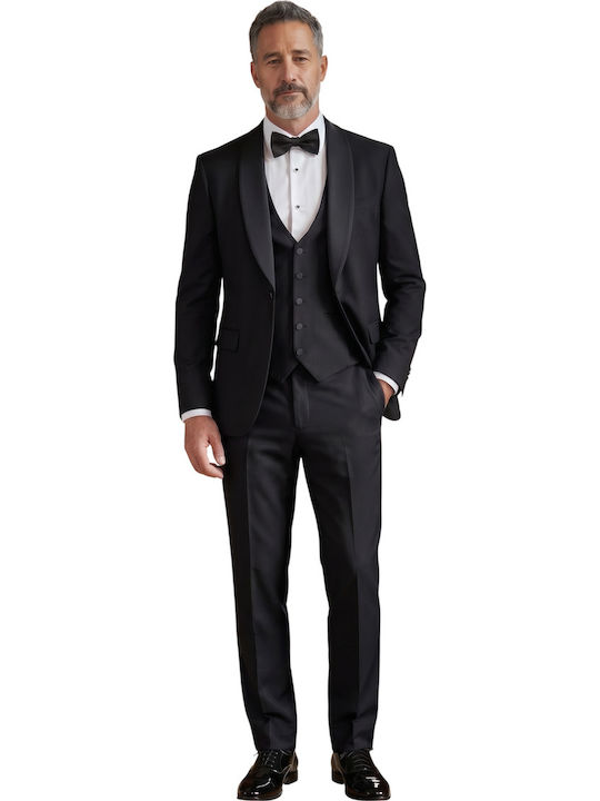 Herrenanzug Bräutigam mit Weste Schwarz 1-2921.104-schwarz-46-xs