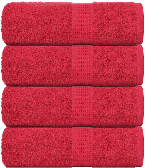 vidaXL Hand Towel Red 4 Pieces Weight 360gsm