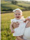Girls Dress Sleeveless for Flower Girl Floral Set with Accessories White Broderie