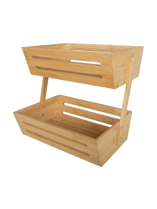 Espiel Φρουτιέρα από Μπαμπού 2 Επιπέδων Μπεζ 30.5x27.5x27.2εκ.