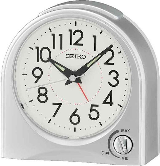 Seiko Geräuschlose Tischuhr mit Zeigern mit Wecker QHE204S