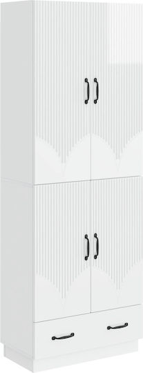 Βιβλιοθήκες Γυαλιστερό Λευκό (2τμχ) 66x34.5x184εκ.
