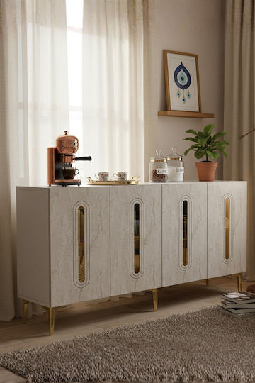 SteweHome Sideboard Holz 150x32x75cm Weiß