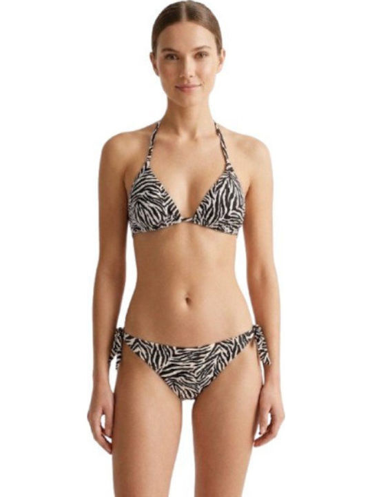 Set Bikini Brazil Animal Print Alb-Negru