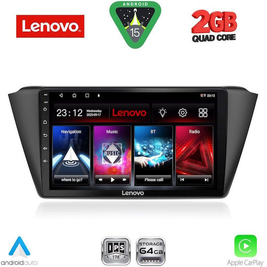Lenovo Автомобилна Аудио Система За Skoda Fabia 2015-2022 (Bluetooth/USB/WiFi/GPS/Apple CarPlay/Android Auto) С Touch Screen 9"