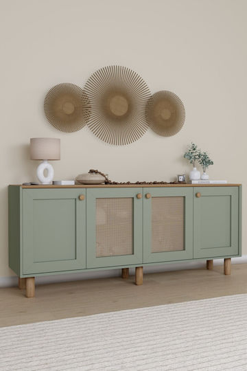 Wooden Sideboard Green 180x40x75cm