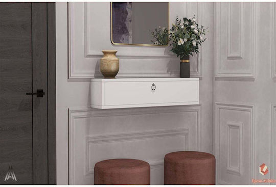 Wooden Console White Length 80cm Width 20cm Height 20cm