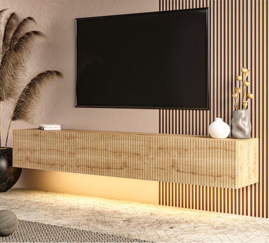 TV Stand with LED Lighting Brown L180xD31xH28cm