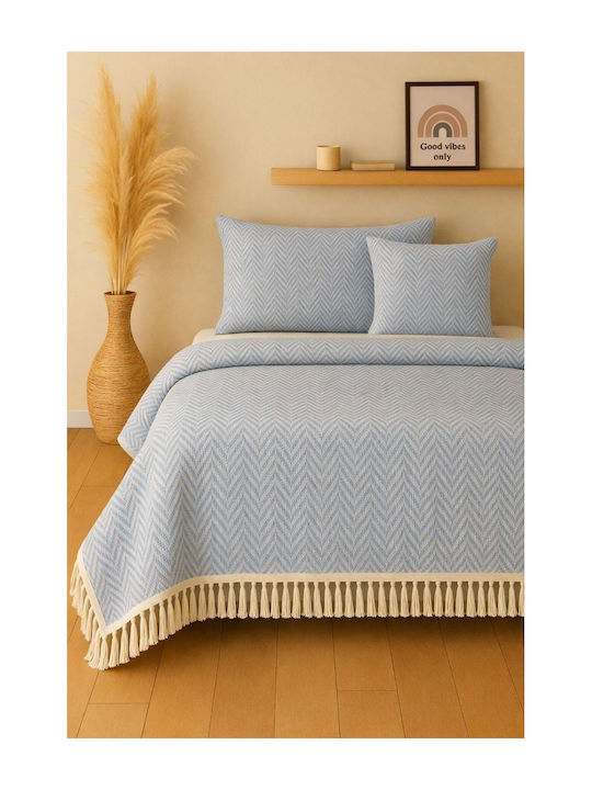 SteweHome Knitted Armchair Throw 180x215cm Light Blue