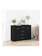 Wooden Sideboard with Drawers Black Oak 88x30x64cm