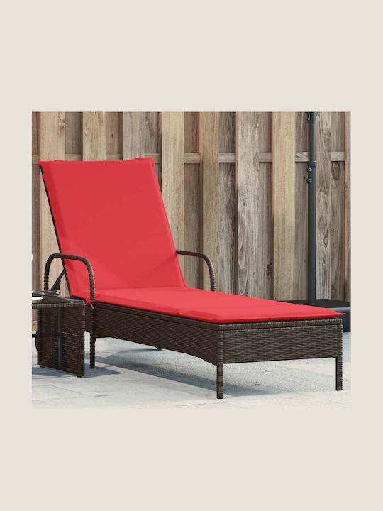 Rattan Deckchair with Pillow & Wheels Brown 161...