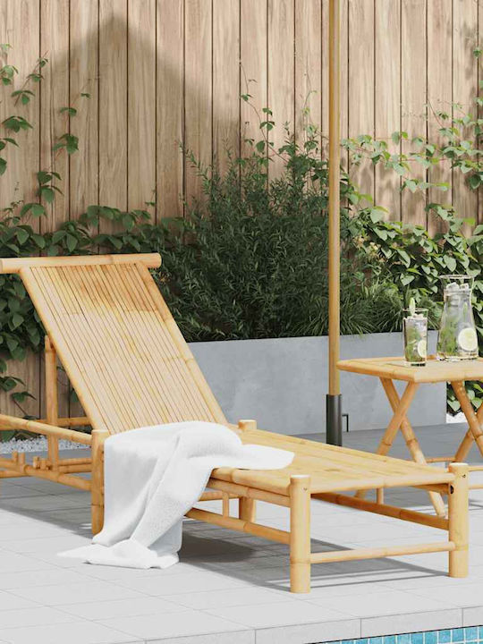 Bamboo Garden & Pool Deckchair Beige 199x55x30cm