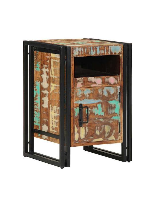 Κομοδίνο από Μασίφ Ξύλο και Γυαλί Μπεζ 40x40x59cm