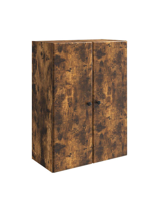 Dulap Suspendat Din Lemn De Stejar Fumuriu 66x34,5x90cm