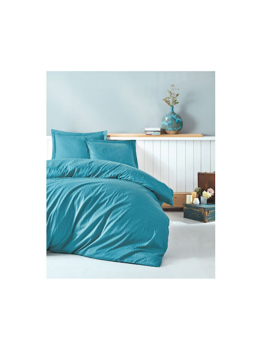 Rebeka Home Подредба Пликове За Завивки Памук 200x220см Двойна С 2 Калъфки За Възглавници И 1 Чаршаф Петролен
