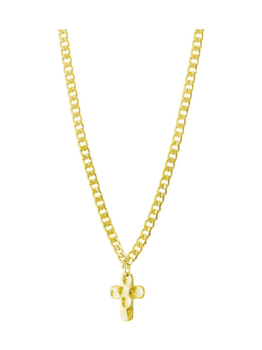 Loisir Kreuz aus Vergoldetem Stahl mit Kette Loisir Kreuz aus Vergoldetem Stahl mit Kette