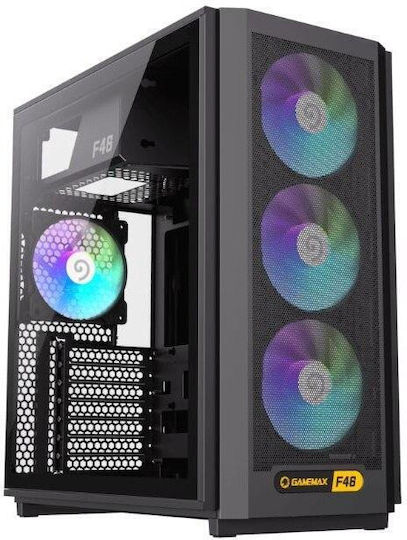 GameMax F46 Gaming Micro Tower Carcasă PC cu Panou Lateral și Iluminare ARGB Neagră