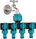 Distribuitor De Apă Cu 4 Ieșiri Zola Supape Individuale Pornit Oprit Conector 1” Adaptoare 3/4” 1/2” Pvc 18 X 12 X 8 Cm