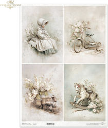 Reispapier Decoupage A3 Vintage Kinderthema