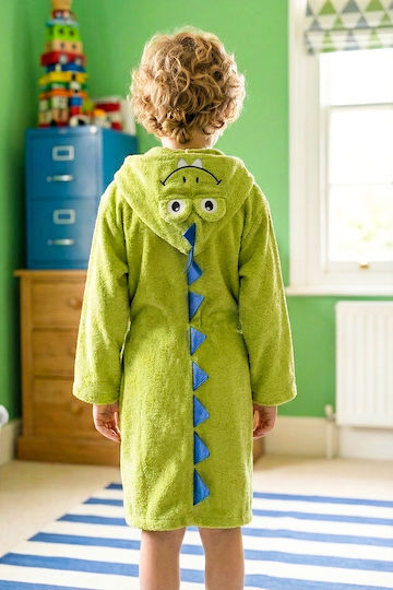 SteweHome Halat de Baie pentru Copii Verde cu Glugă