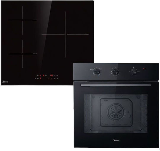 Midea MIH623+MBO65 Фурна с Плот 70л с Индуктивни Котлони Ш57.5см Черен