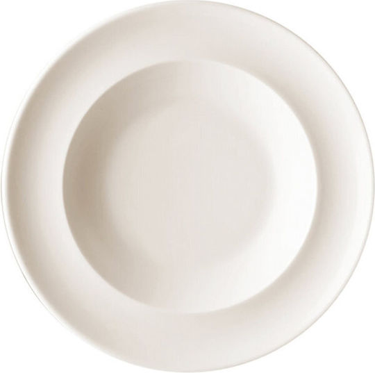 Porland Porcelain Shallow Serving Plate Transparent with Diameter 26cm