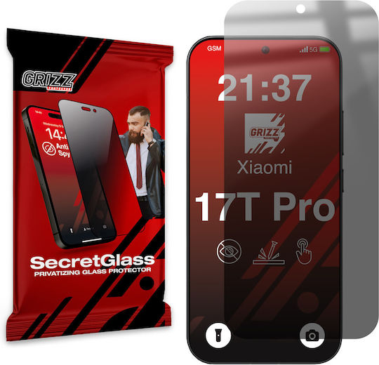 Grizzglass Secretglass Privacy Hybrid Glass Screen Protector Compatible Xiaomi 17t Pro Black