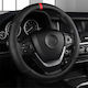 Universal Leather Steering Wheel Cover Carbon Design – Black Red Stripe 37–38 Cm