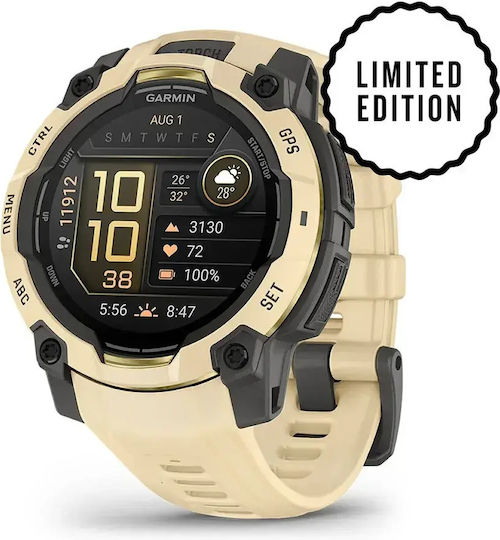 Garmin Instinct 3 AMOLED Aluminium 45mm Αδιάβροχο Smartwatch με Παλμογράφο (Citrine with Citrine Band)