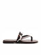 Leather Women's Flat Sandals Brown