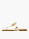 Leather Women's Flat Sandals Gold